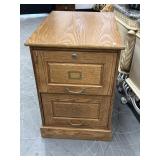 Vintage 2 Drawer Oak Filing Cabinet W/ Key
