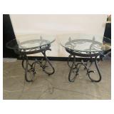 2 Iron & Glass Lamp Tables