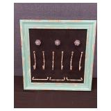 15" Square Aqua Framed Hooks & Knobs