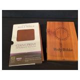 2 Bibles W/Cedar Box Holder