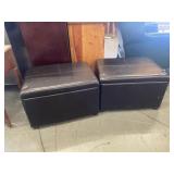 2 Leather Like Ottoman Storage Containers