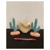 Small Native American Vase & Cactus