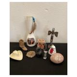 Lot Alabaster Egg Vase Totem Pole Pewter MORE