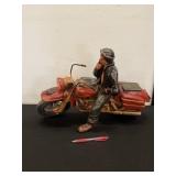 Large Clay Harley Motorcycle W/Rider Rubber Tires