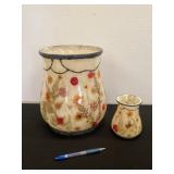 2 Vintage Leaded Glass Planter & Vase