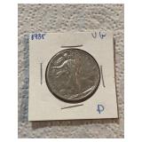 1938 Walking Liberty Silver Half Dollar Very Good