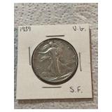 1939 Walking Liberty Silver Half Dollar SF