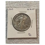 1943 Walking Liberty Silver Half Dollar Near Mint
