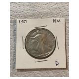 1937 Walking Liberty Silver Half Dollar Near Mint