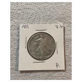 1939 Walking Liberty Silver Half Dollar Very Good