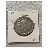 1941 Walking Liberty Silver Half Dollar Very Good