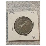1942 Walking Liberty Silver Half Dollar Near Mint