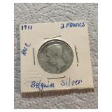 1911 Belguim Silver 2 Francs Rare