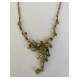 VTG Green Opalescent Stones Necklace