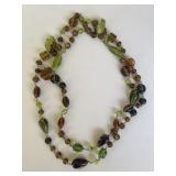 Vintage Butterscotch & Green Glass Beads Necklace