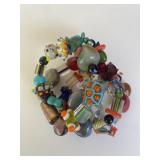 Vintage Glass Wrap Bracelet Chicken Turtle Cat
