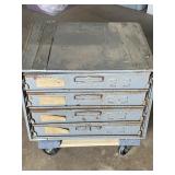 Metal Cabinet W/ Slide Out Tray Containers FULL