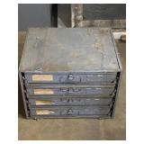 Metal Cabinet W/ Slide Out Tray Containers FULL