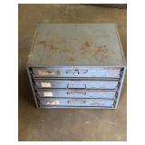 Metal Cabinet W/ Slide Out Tray Containers FULL
