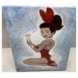 Hand-Painted Artwork Depicting Woman in Red Outfit