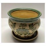 Handcrafted Ceramic Planter with Saucer, 6 x 5.5 I