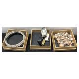 Bracelets, Watch, and Pearl Jewelry in Gift Boxes