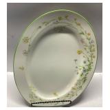 Porcelain Oval Serving Platter with Floral and Gre