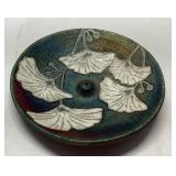 Handcrafted Ceramic Dish with Ginkgo Leaf Pattern