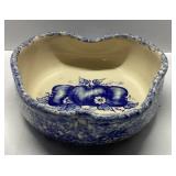 Hand-Painted Ceramic Bowl with Blue Floral Design