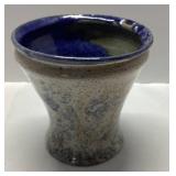 Ceramic Handcrafted Vase with Blue Glaze Interior