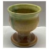 Handcrafted Ceramic Goblet with Multicolored Glaze
