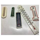 Five Mixed Thermometers in Various Styles and Size