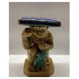 Ceramic Monkey Figurine with Purple Top, Approxima