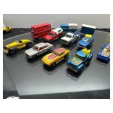 10 Die-Cast Toy Vehicles Including Cars, Trucks, a