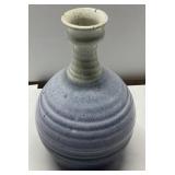 Handmade Glazed Ceramic Vase in Blue and White Ton