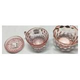Three Pink Depression Glass Dishes