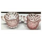 Pink Depression Glass Creamer and Sugar Bowl Set