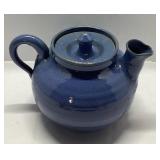 Blue Ceramic Teapot with Lid and Spout