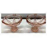 Pink Depression Glass Pedestal Bowls
