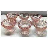 Six Pink Depression Glass Sherbet Dishes