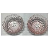 Two Pink Depression Glass Bowls with Scalloped Edg