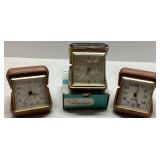 Three Vintage Travel Clocks with Cases