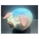 1957 Corky Ceramic Piggy Bank with Blue and Pink G