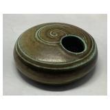 Small Glazed Ceramic Round Pot with Swirl Design
