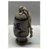 Small Ceramic Decorative Vessel with Blue Detailin
