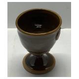 Handcrafted Brown Ceramic Goblet with Glazed Finis