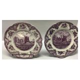 Two Transferware Plates with Castle Scene Design