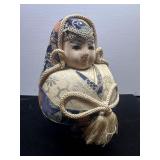 Traditional Japanese Doll With Fabric and Painted