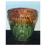 Stoneware Crock with Green and Brown Glaze