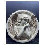 Round Plaster Relief Sculpture Depicting an Angel